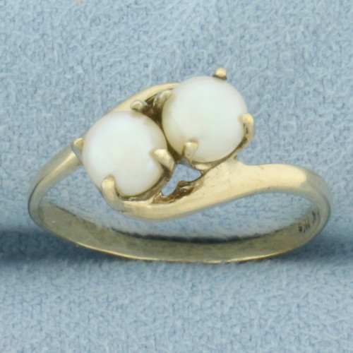 Cultured Pearl Toi et Moi Ring in 10k Yellow Gold