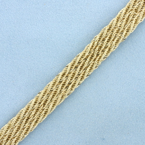 Wide Triple Rope Link Bracelet in 14k Yellow Gold