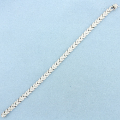 Diamond Cut Chevron Link Bracelet in 14k White Gold