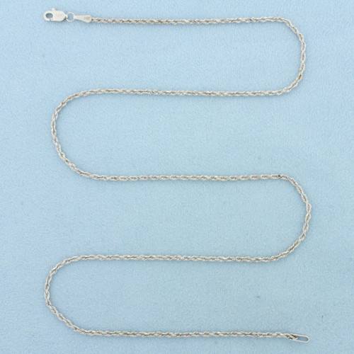 19 Inch Rope Link Chain Necklace in 14k White Gold