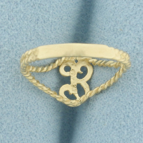 B Initial Ring in 14k Yellow Gold