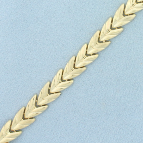 Satin and High Polish Finish Chevron Design Bracelet in 14k Yellow Gold