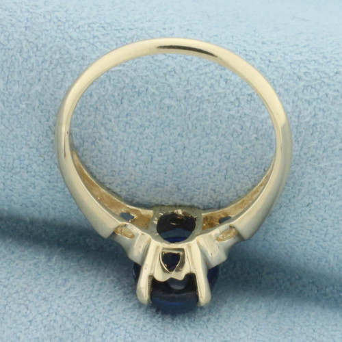 Sapphire Cabochon Solitaire Ring in 14k Yellow Gold
