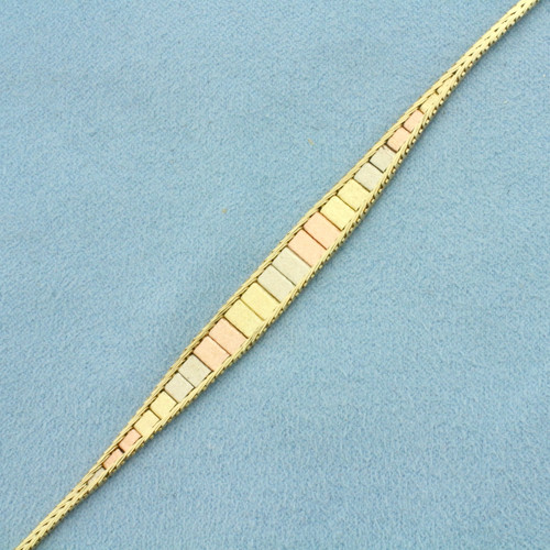 Tri-Color Gold Bracelet in 14k Yellow, White, and Rose Gold