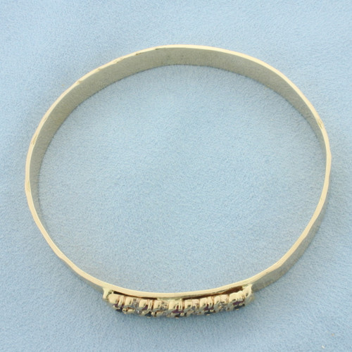 Ruby, Sapphire, and Diamond Bangle Bracelet in 14k Yellow Gold