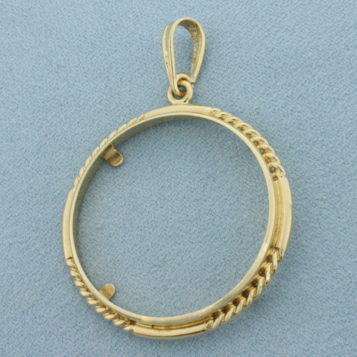 34mm Double Eagle Gold Coin Bezel Pendant in 14k Yellow Gold