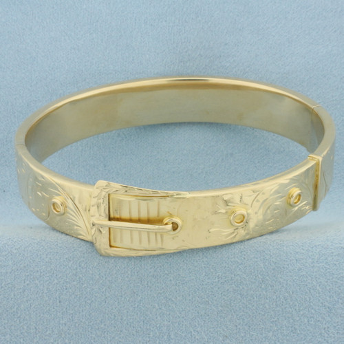 Belt Design Bangle Bracelet in 14k Yellow Gold