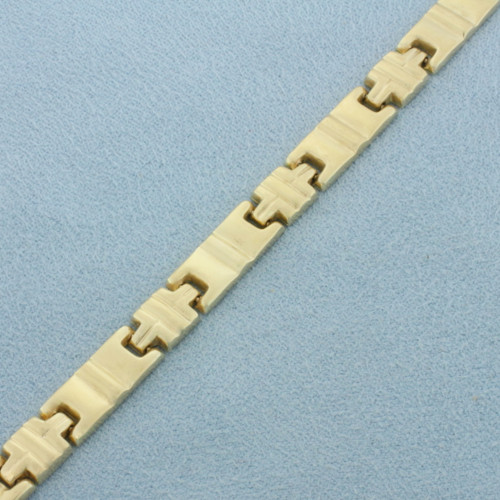 Designer Square Link Bracelet in 14k Yellow Gold
