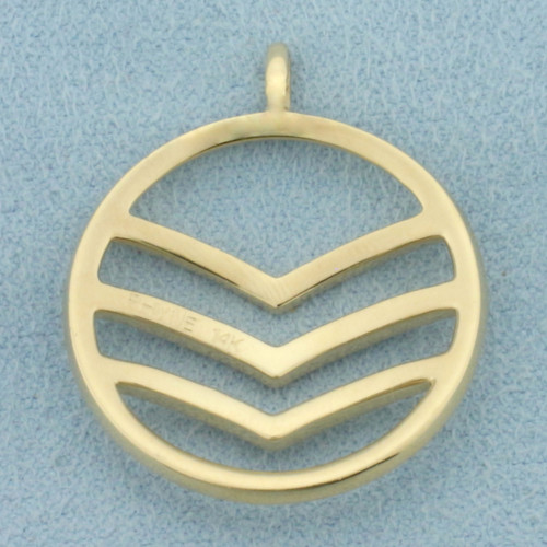 Chevron Circle Diamond Pendant in 14k Yellow Gold