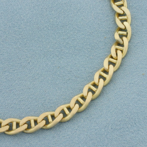 Mens Anchor Mariner Link Bracelet in 14k Yellow Gold