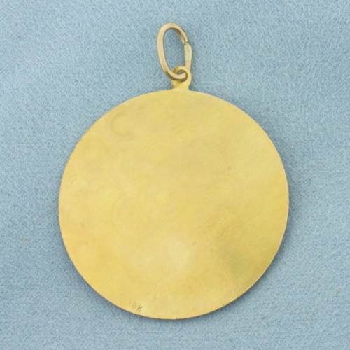Carmine Madonna Medal Virgin Mary and Baby Jesus Pendant in 18k Yellow Gold