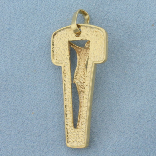 Modern Design Crucifix Cross Pendant in 18k Yellow Gold