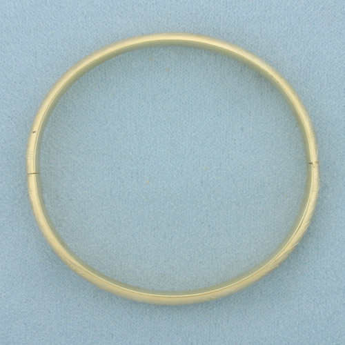 Floral Design Bangle Bracelet in 14k Yellow Gold