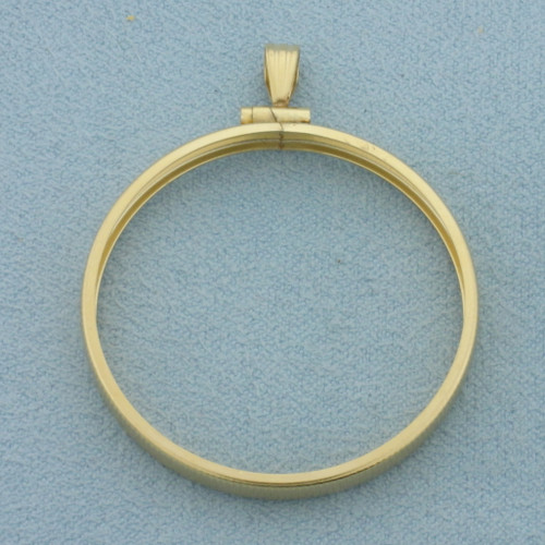 31mm Coin Bezel Pendant in 14k Yellow Gold
