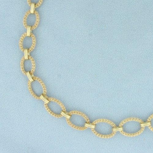 Graduated Mesh Cable Link Chain Necklace in 14K Yellow Gold