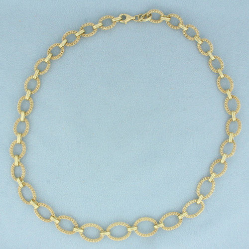 Graduated Mesh Cable Link Chain Necklace in 14K Yellow Gold