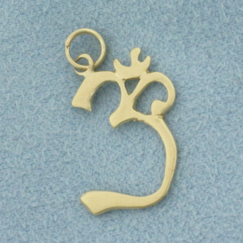 Om Hindu Symbol Charm in 14k Yellow Gold