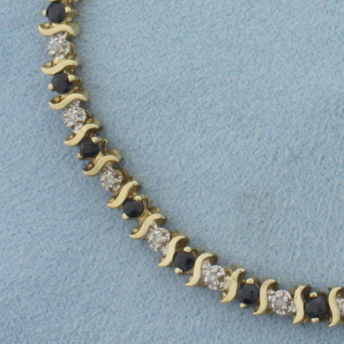 Sapphire and Diamond Bracelet in 10K Yellow Gold