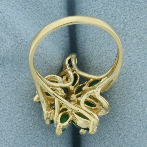 Emerald and Diamond Cocktail Ring in 14K Yellow Gold
