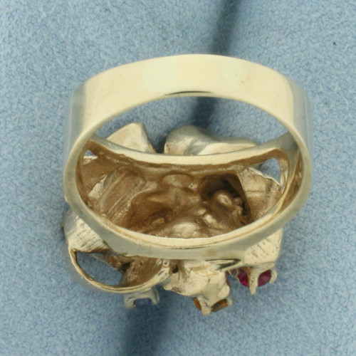 Rainbow Topaz Abstract Design Modern Ring in 10K Yellow Gold