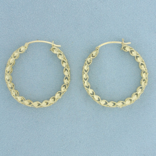 Diamond Cut Hoop Earrings in 10k Yellow Gold