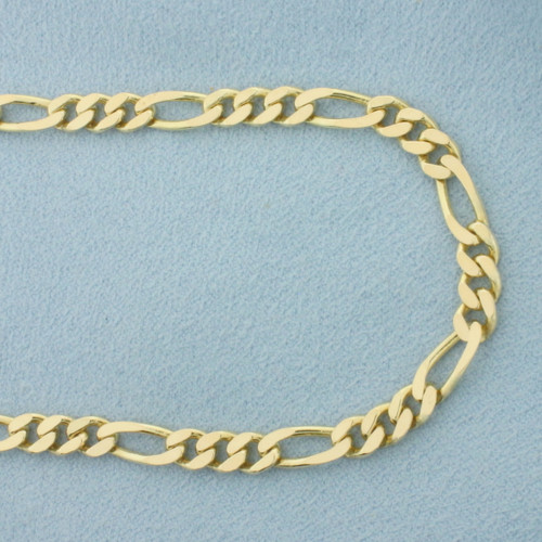 20 Inch Italian Figaro Link Chain Necklace in 14k Yellow Gold