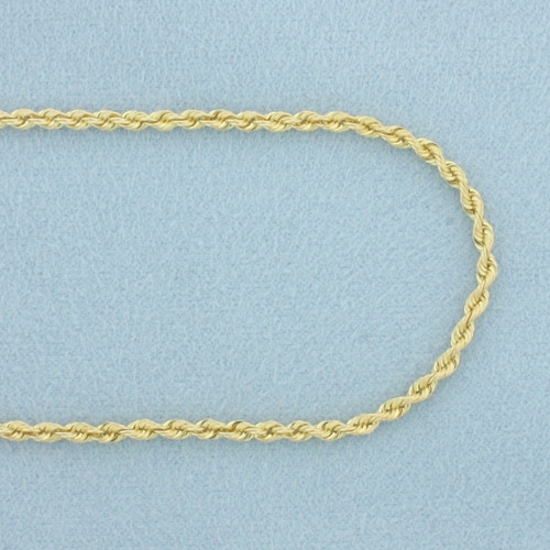 20 Inch Rope Link Chain Necklace in 14k Yellow Gold