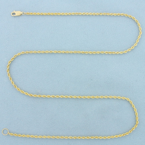 20 Inch Rope Link Chain Necklace in 14k Yellow Gold