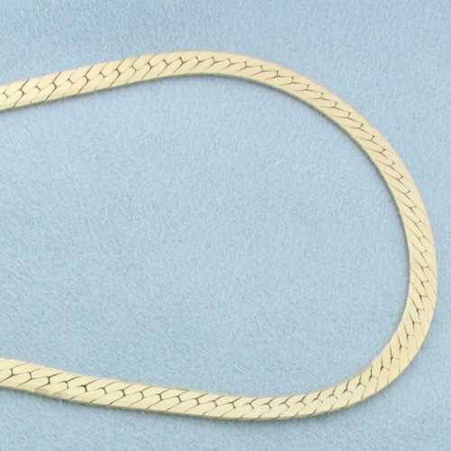 20 Inch Herringbone Link Necklace in 14k Yellow Gold