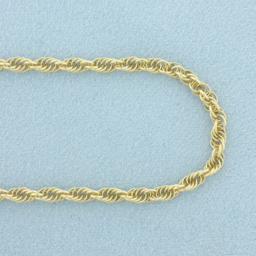 24 Inch Twisting Rope Link Chain Necklace in 14k Yellow Gold