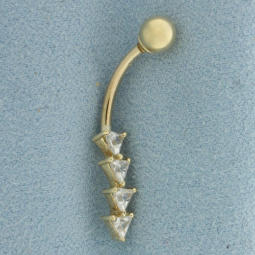 CZ Belly Ring in 14k Yellow Gold