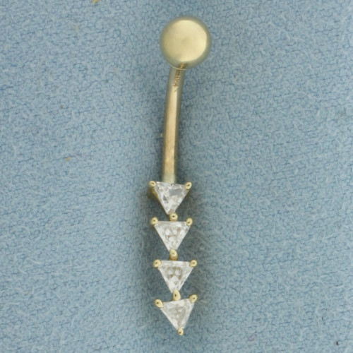 CZ Belly Ring in 14k Yellow Gold