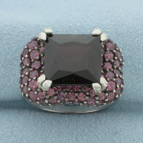 Rhodolite Garnet Statement Ring in 10k White Gold