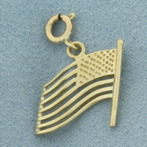 American Flag Charm in 14k Yellow Gold