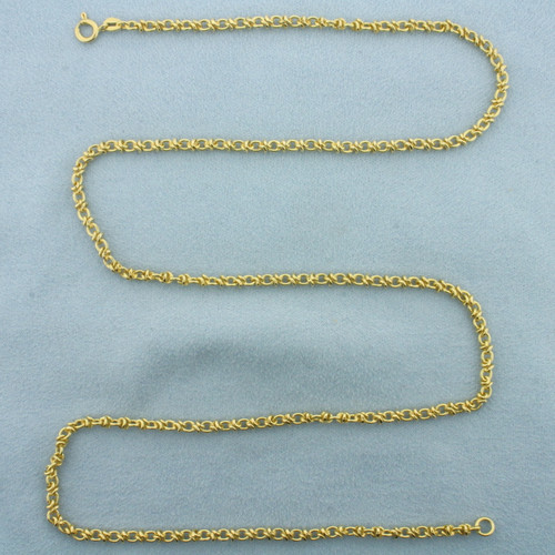 24 Inch Fancy Rolo Byzantine Link Chain Necklace in 18k Yellow Gold