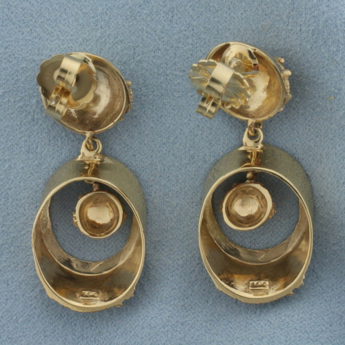 Vintage Drop Dangle Earrings in 14k Yellow Gold