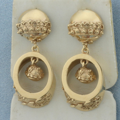 Vintage Drop Dangle Earrings in 14k Yellow Gold