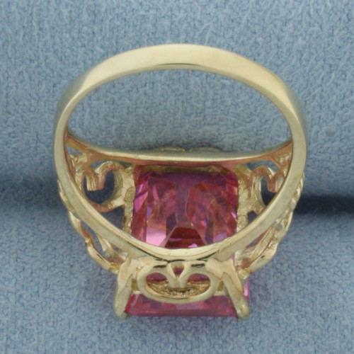 Pink Topaz Filigree Ring in 10K Yellow Gold
