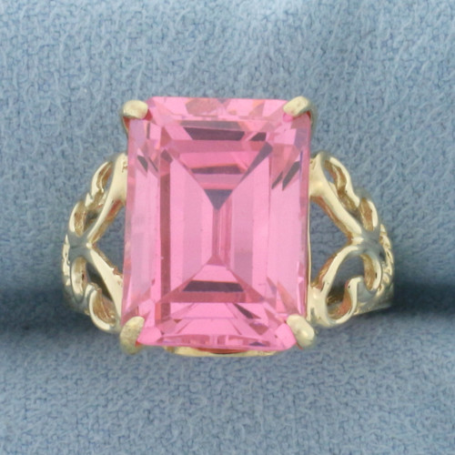 Pink Topaz Filigree Ring in 10K Yellow Gold