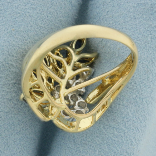 Vintage Sapphire and Diamond Ring in 14k Yellow Gold
