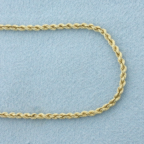 20 Inch Rope Link Chain Necklace in 14k Yellow Gold