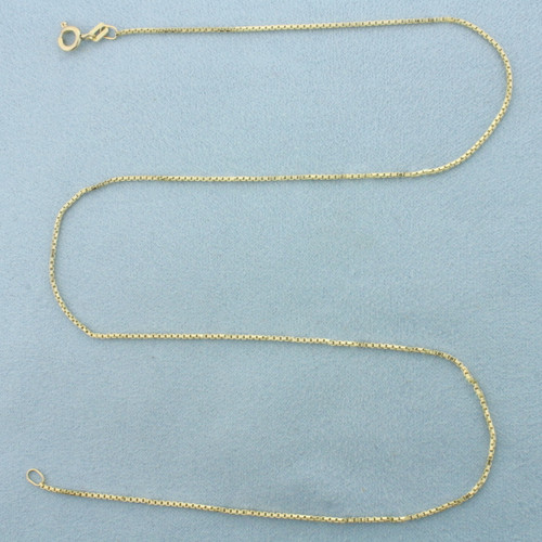 18 Inch Box Link  Chain Necklace in 14k Yellow Gold