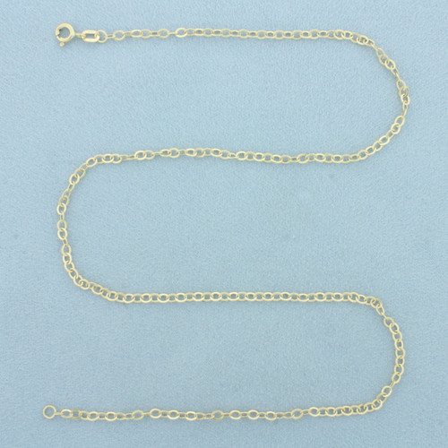 17 Inch Italian Cable Link Chain Necklace in 14k Yellow Gold