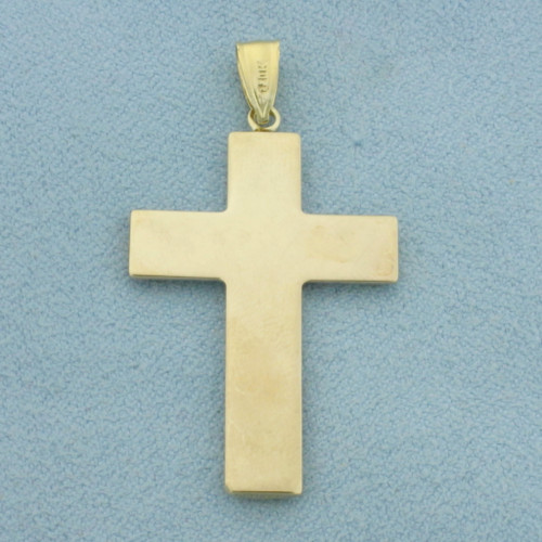 Tri-Color Cross Pendant in 10k Yellow, White, and Rose Gold