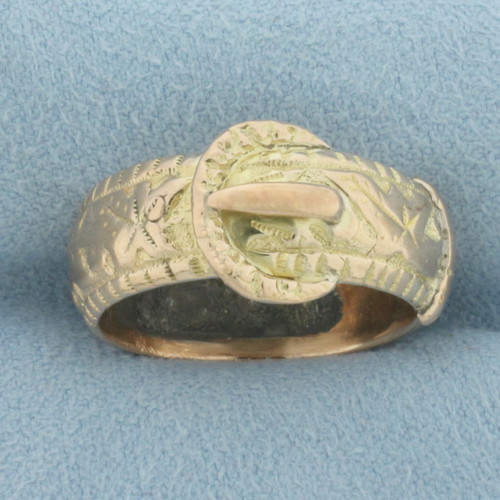 Antique European Buckle Ring in 8k Yellow and Rose Gold