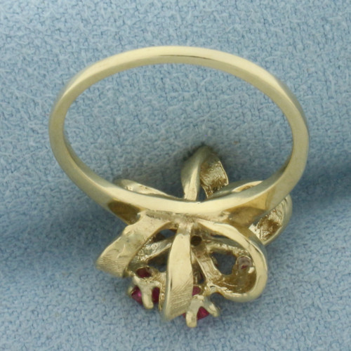 Pink Sapphire Flower Ring in 14k Yellow Gold