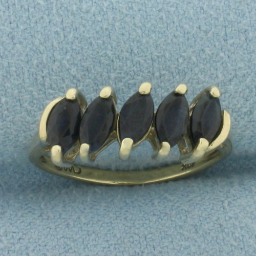 Midnight Sapphire 5-Stone Ring in 10k Yellow Gold