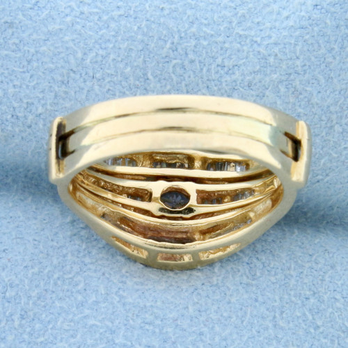 Vintage Baguette and Round Diamond Engagement Ring in 14K Yellow Gold