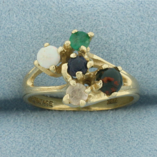 Multi Gemstone Abstract Ring in 14k Yellow Gold
