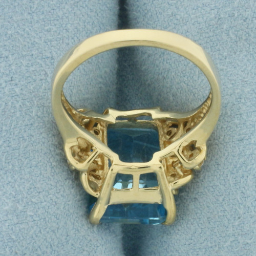 Blue Topaz and Diamond Ring in 14k Yellow Gold